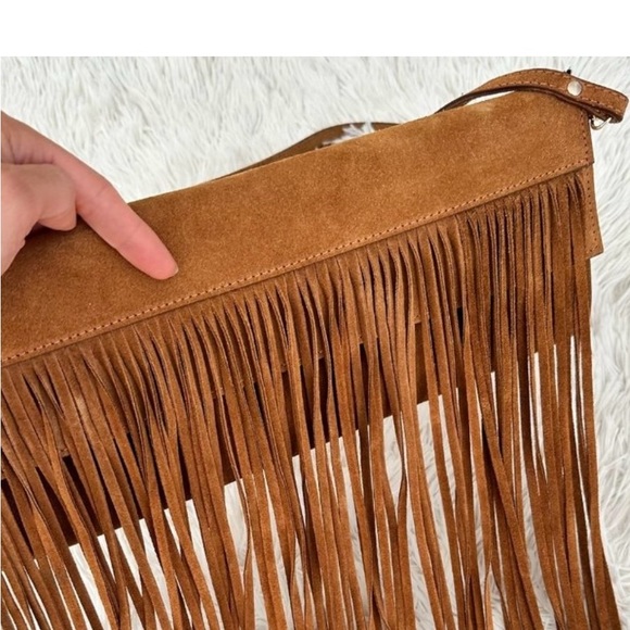 House of Harlow 1960 Brown Leather Crossbody Bag with Fringe - Picture 4 of 5
